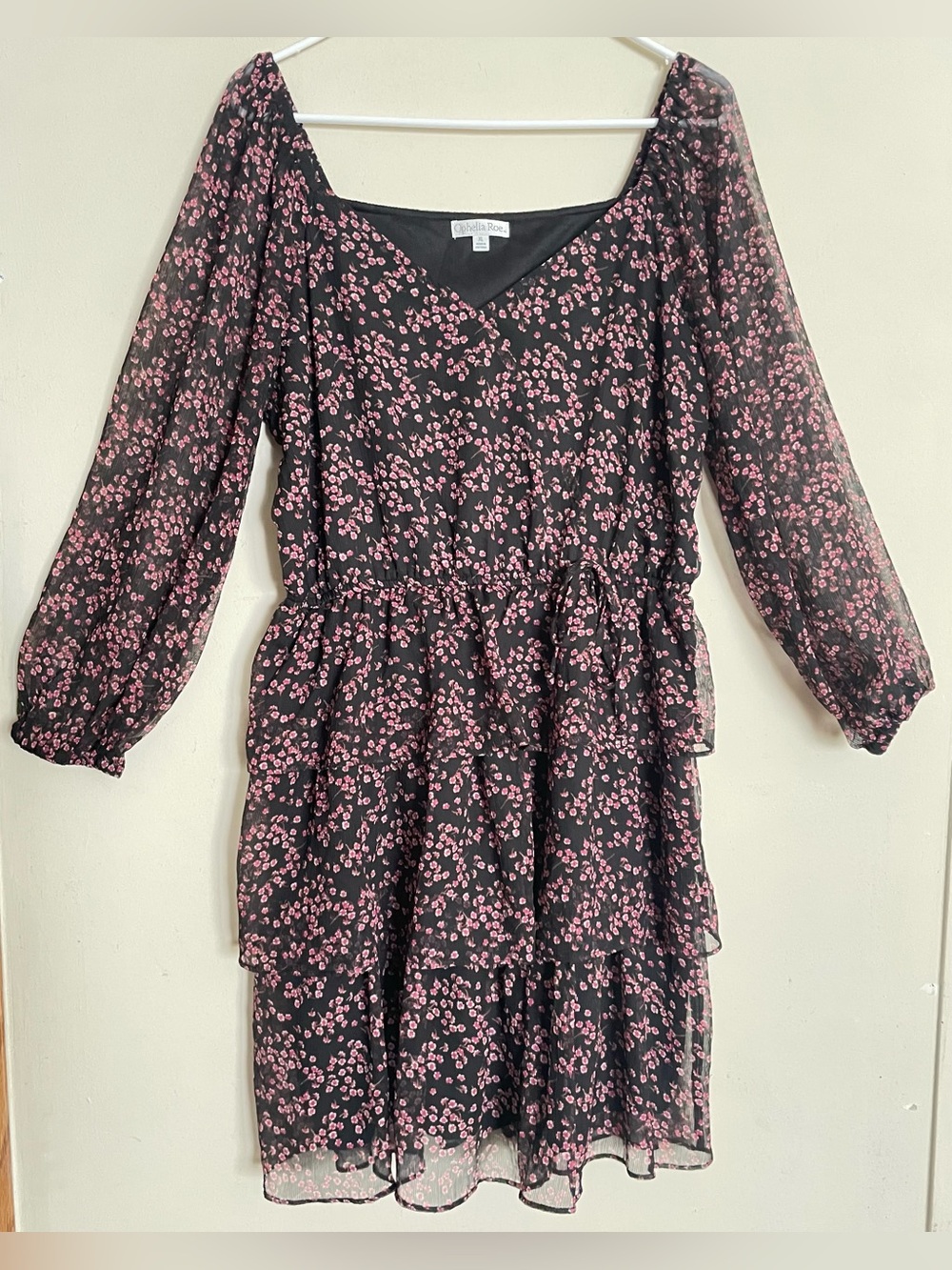 Ophelia Roe Chiffon Floral Long Sleeve Dress